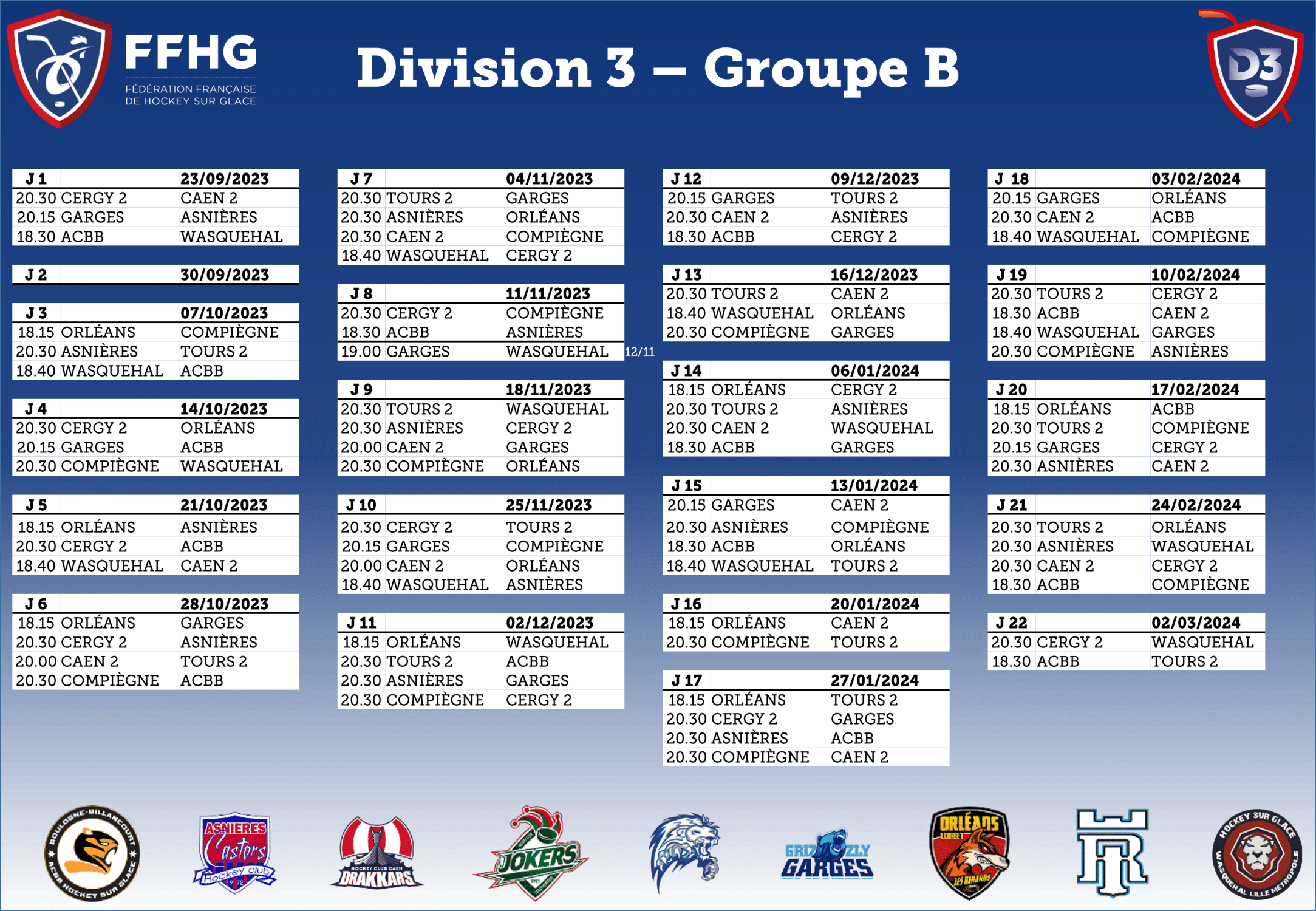 Calendriers PREVISIONNEL détections saison 2023/2024 – Ligue Corse