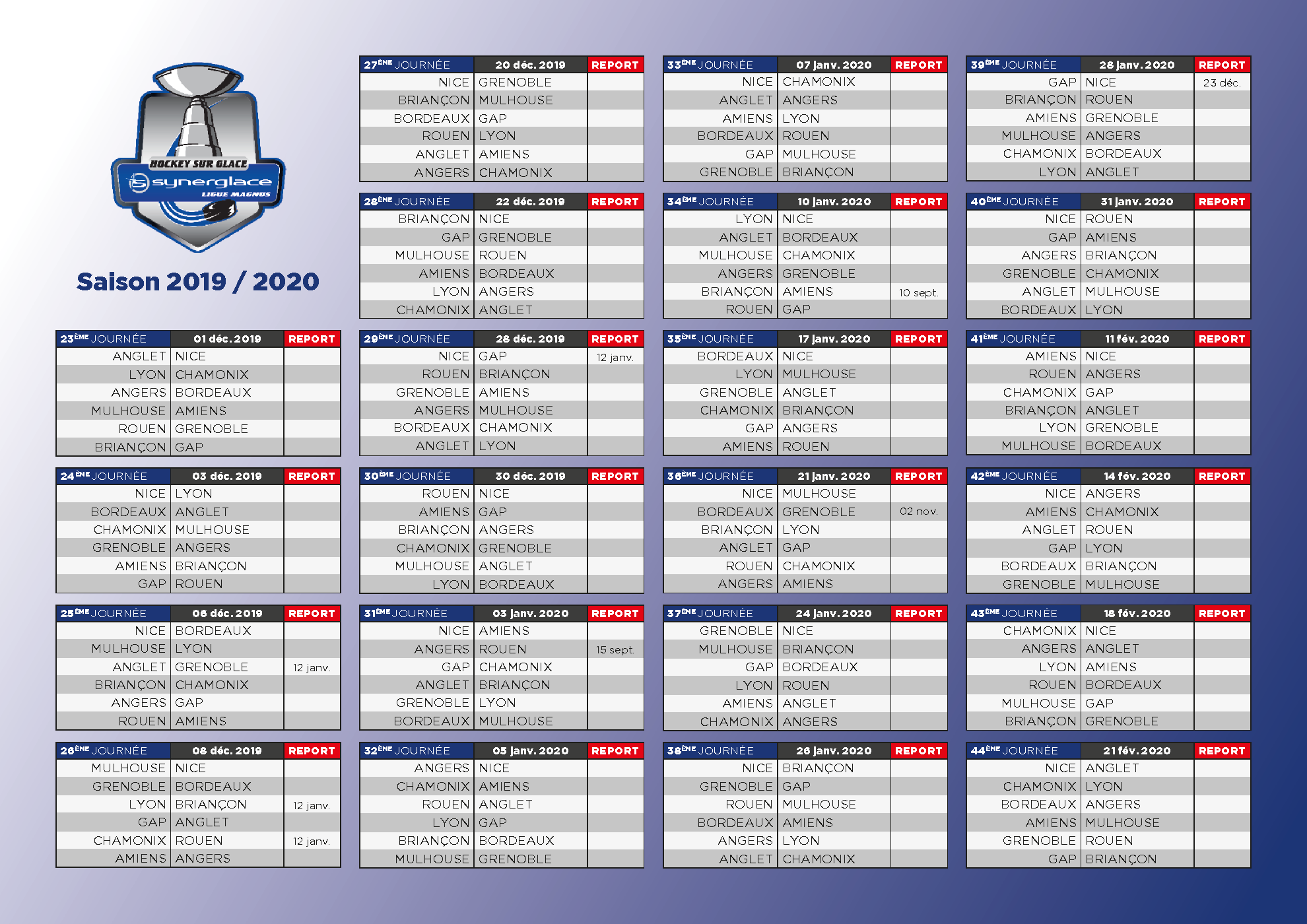 Calendrier 19/20, Partie 2